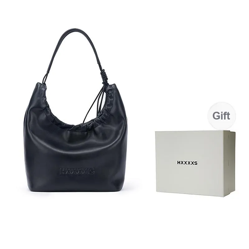 HXXXXS Cow Leather Shoulder Bag, Handbag Regular Women's Black-0