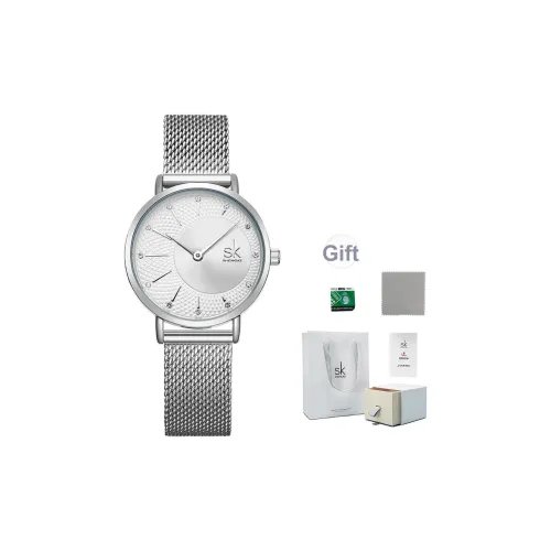 SHENGKE Кварцевый механизм ремешок из нержавеющей стали женские часы белый циферблат