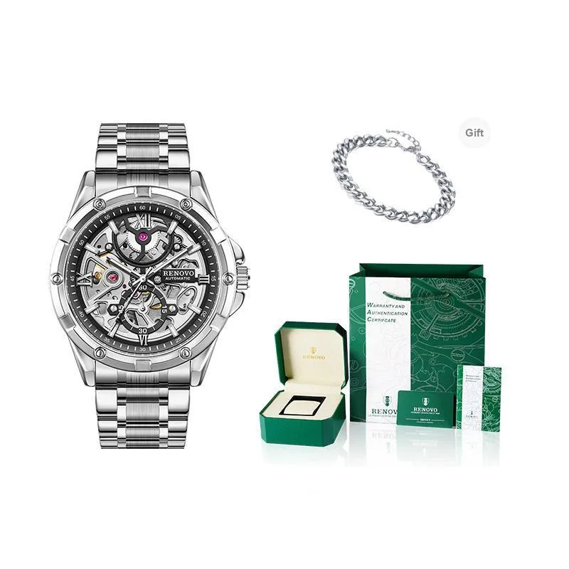 RENOVO Explorer Collection Automatic Mechanical Movement Watch Unisex Cut Out Dial-14