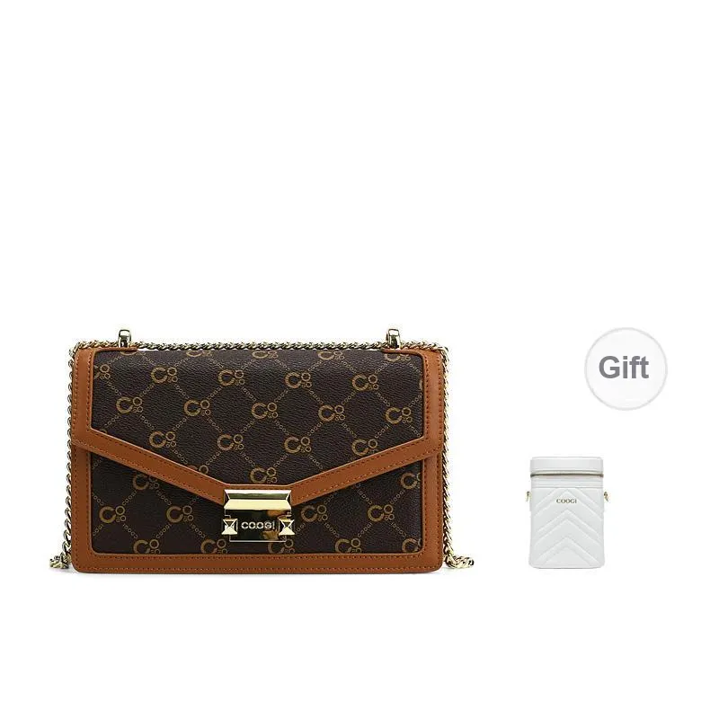 COOGI PVC Shoulder Bag Crossbody Bag Medium Size Women's Dark Coffee-1