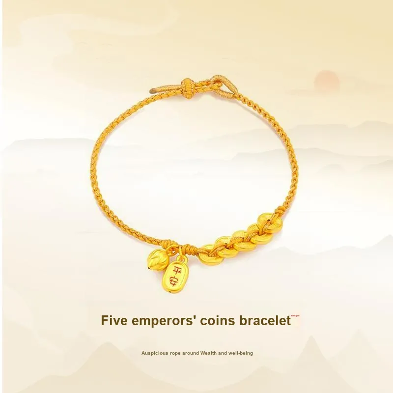 ZHIAIYONGHENG Advanced Minimalist Style Design With Five Emperor Coins Solid Gold Fixed Price Gold Bracelet Unisex-2