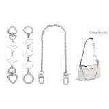 Silver White Four-Leaf Clover+Moon Extender Chain+Decorative Chain 40cm
