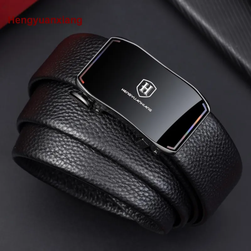 H YXIANG Top Grain Cow Leather Belts Men's 3.5cm-3
