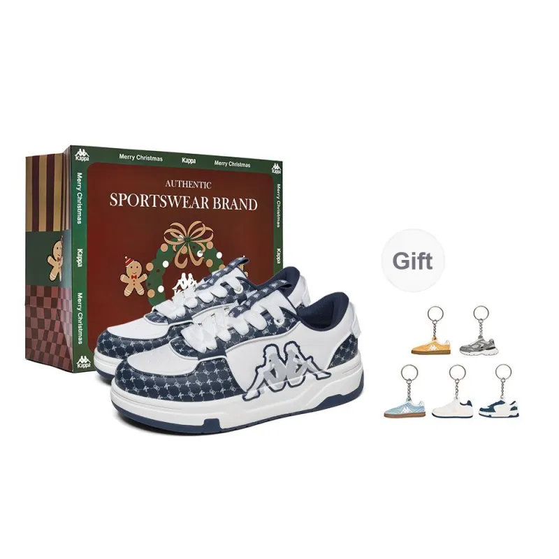 Kappa Back to Back Slip Resistant Low Top Skateboard Shoes Unisex White Blue-11