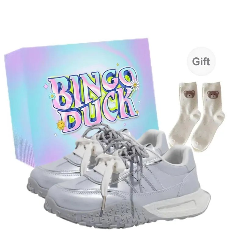 BINGO DUCK Slip Resistant Low Top Chunky Sneakers Women's-3