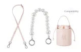 Pink Strap 1.5cm Width with Silver-Tone Buckle, 90-120cm+Handheld Pearl Infinity Clasp, Silver 32cm