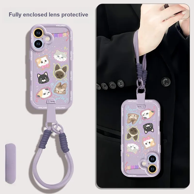 Sen Dog Silicone Material Cartoon With Lanyard Crossbody Phone Cases Compatible With Apple 16 Pro Max/Pro/Plus/15/14/13-35