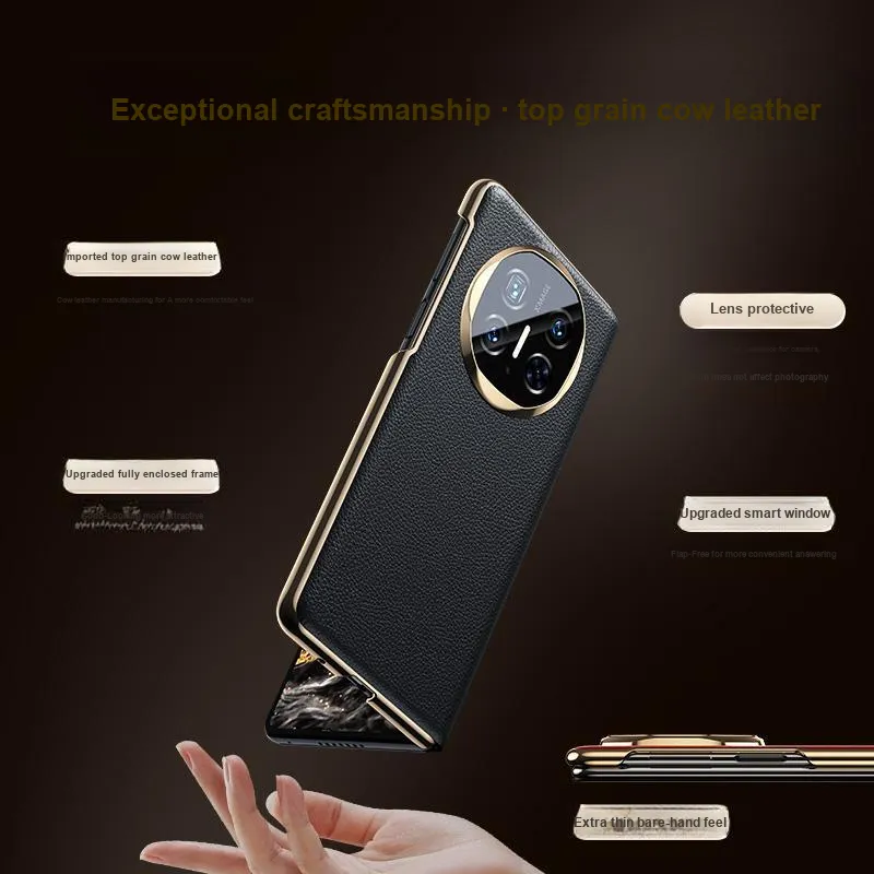 Spectatory Genuine Leather Material Phone Cases Compatible With Huawei Mate X6-4