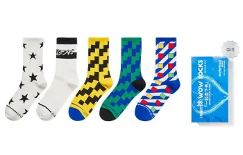 DearBoyFriend Crew Socks Knee High Socks Men's Box 5 Pack Multicolor