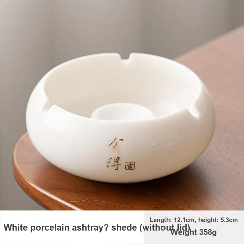 KERPA Chinese Style Modern Luxury Premium White Porcelain Ashtray With Lid To Prevent Flying Ash-5