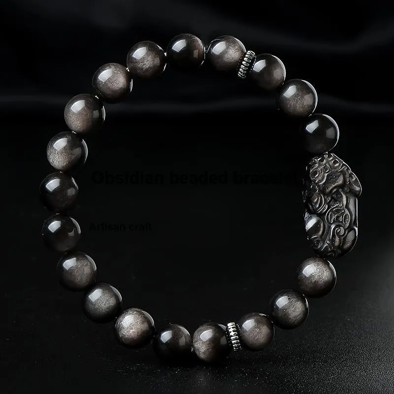 With The Heart Of The Jade Obsidian Bracelets Unisex-1