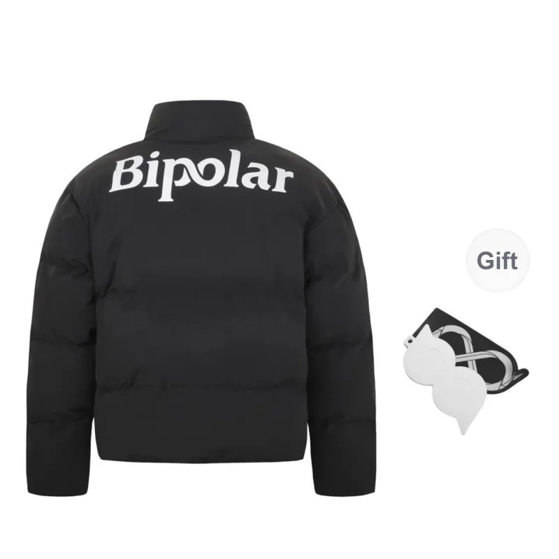 BIPOLAR Winter Puffer Jacket Unisex Light Gray Black Jasper Light Blue White-3