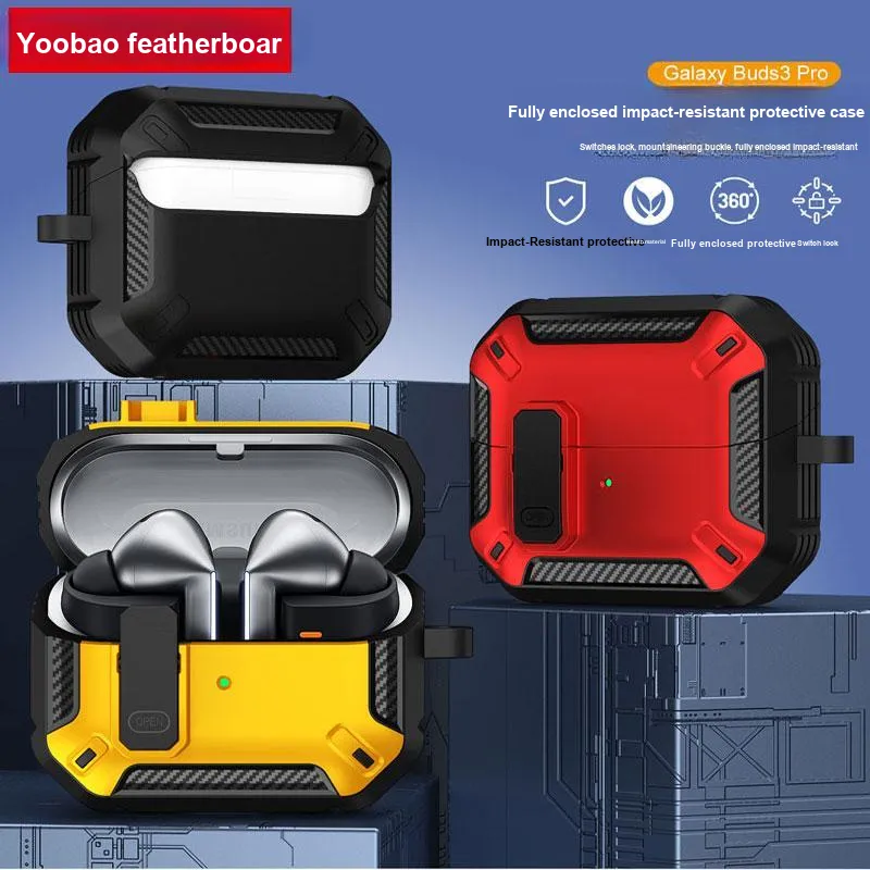 Yoobao Compatibility With Samsung Galaxy Buds3/3 Pro Lock Design, Impact Resistant, With Hooks Headphone Cases-1