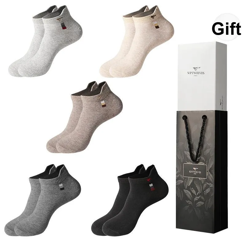 SEPTWOLVES Ankle Socks Men's 5 Pack Gift Box Set+Shopping Bag-6