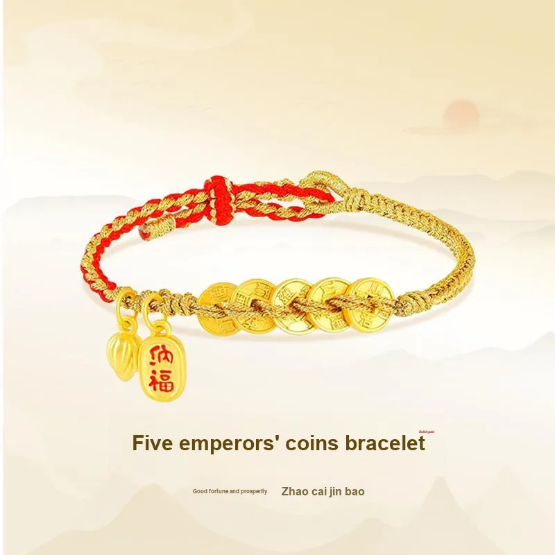 ZHIAIYONGHENG Versatile Everyday Commute Wealth And Blessing 999 Solid Gold Fixed Price Gold Bracelet Unisex-1