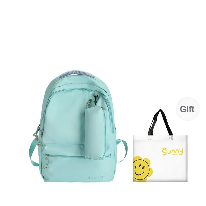 HACIN Nylon Backpack Regular Women's Pink/Green/Blue/Black-4