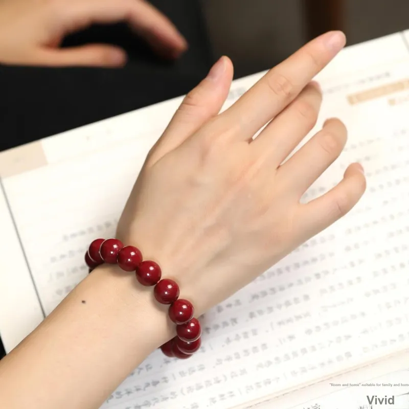 Artisan Lock Heart Jade Reconstructed Cinnabar Bracelets Unisex-4