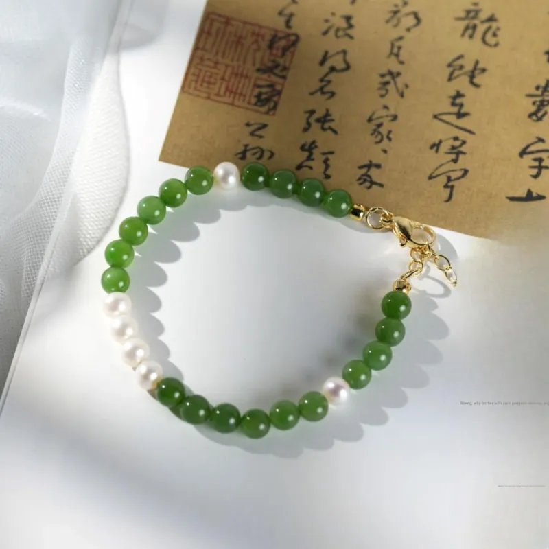 Clear Snow Hetian Jade Bracelets Jasper Unisex-4