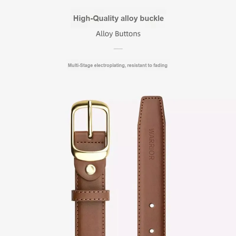 Warrior Minimalist Style Pin Buckle With Denim Belt In Casual Cinched Waist Genuine Leather Leather Belts Women's 2.8cm-4