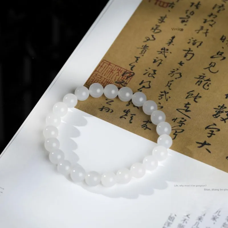 Clear Snow Hetian Jade Bracelets White Jade Unisex-1