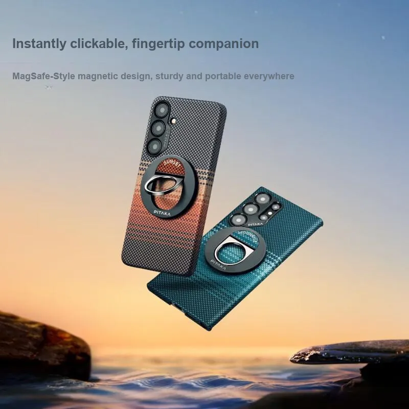 PITAKA Kevlar Material Non Carbon Fiber Borderless MagSafe Phone Cases Galaxy S24 Ultra-2