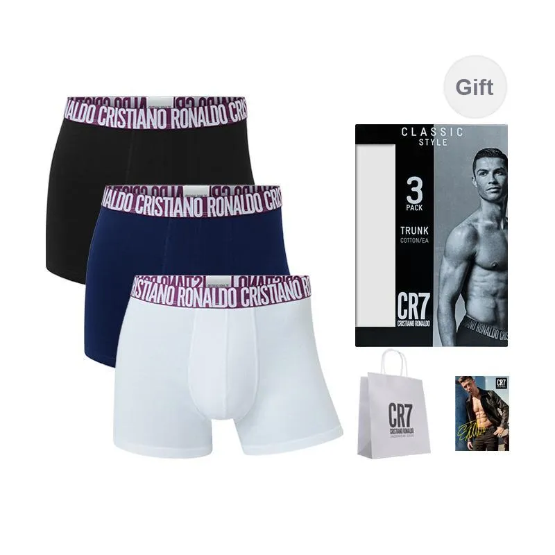 CR7 CRISTIANO RONALDO Square Underpants Men's 3 Pack Obsidian Black/Moon White/Deep Sea Blue