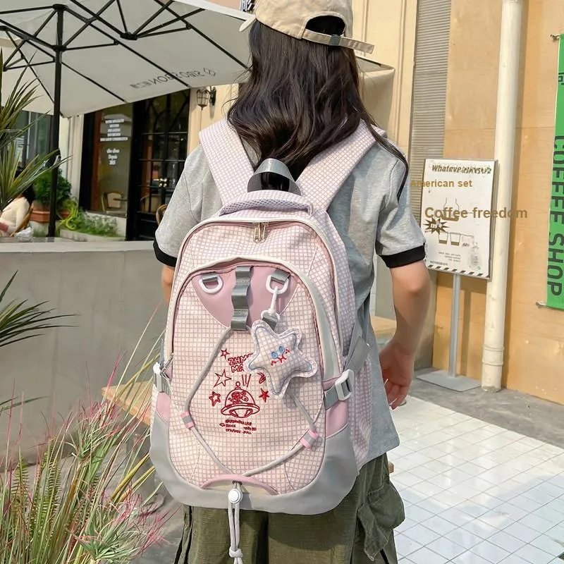 BAODIDAISHU Nylon Backpack Laptop Bag Backpack Regular Women's Purple/Yellow-2