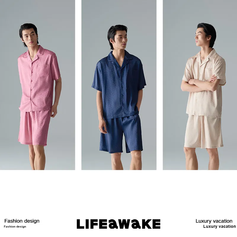 HLA Pajama Set Men's Solid Color-25