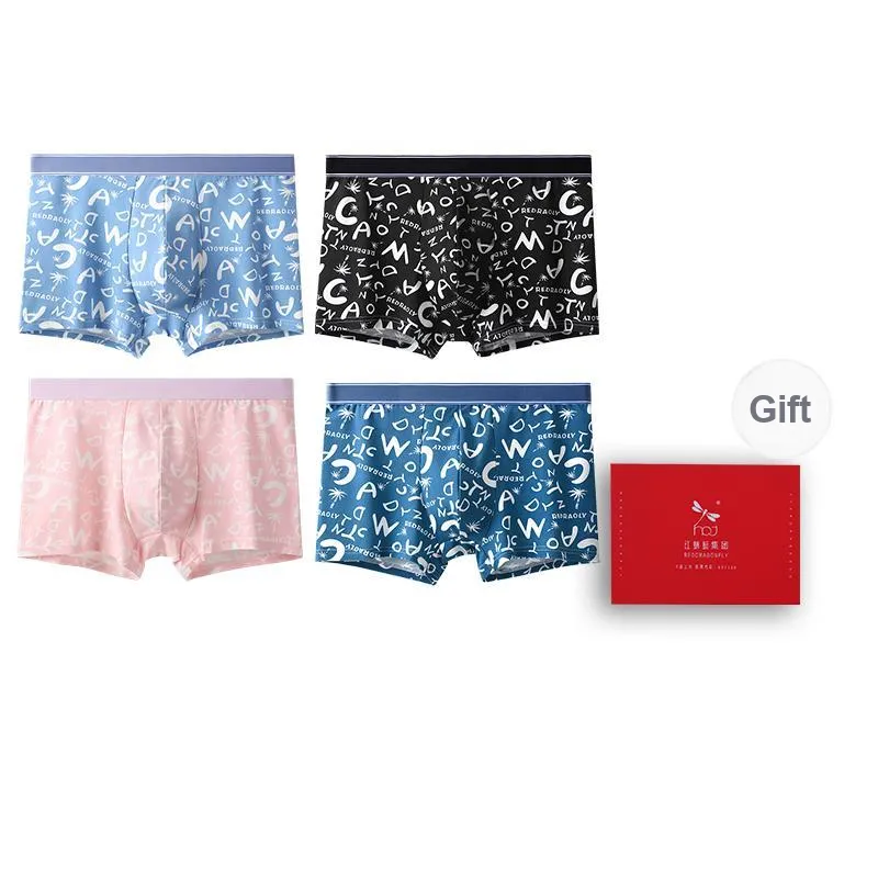 RED DRAGONFLY 100% Cotton Underpants, Skin Friendly And Comfortable Men's Box 4 Pack-9