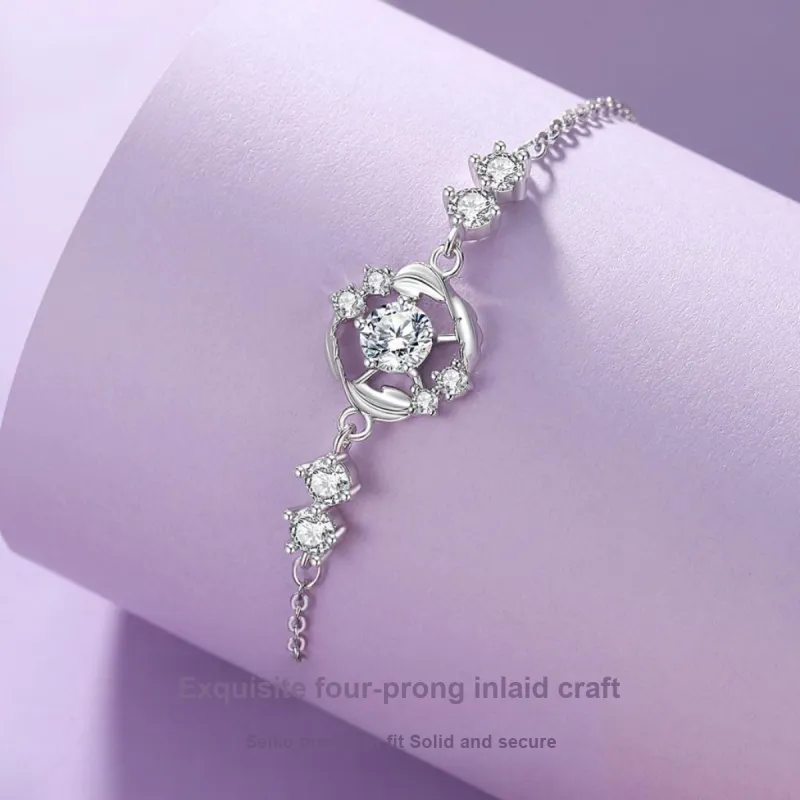 WINY 925 Sterling Silver, Synthetic Cubic Zirconia Bracelets Women's Silver-5