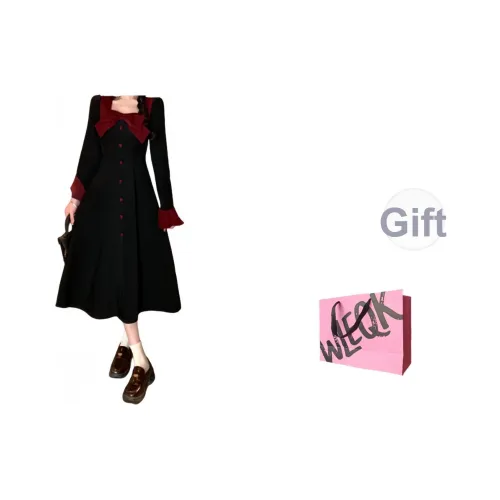 WLEQK Длинное платье с длинными рукавами женское