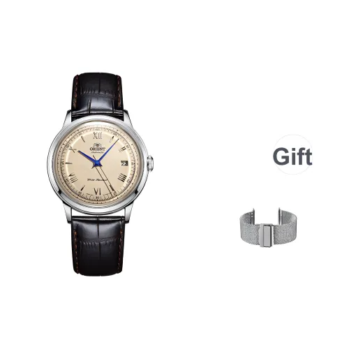 ORIENT Автоматический Механический Механизм Часы с Естественной Кожей Ремешок 40,5 мм Унисекс Белый Циферблат
