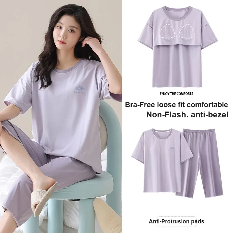 JINXU Pajama Set Women's Light Lavender-4