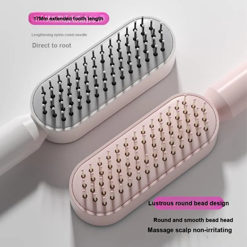 Love Of Wormwood Push Button Air Cushion Comb Long Hair Massage Comb Dormitory Home Use Portable Minimalist Style Comb-5