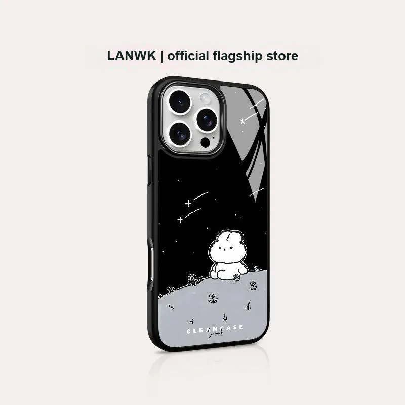 LANWK Glass Material Gazing At The Starry Sky Magnetic Phone Case Compatible With Apple IPhone 14/15/16/Pro/Pro Max-7