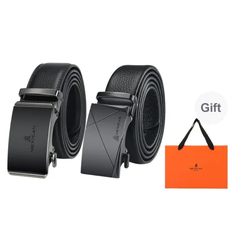 MEXICAN Automatic Buckle Belt Detachable Buckle Cow Leather Leather Belts Men's Black 3.5cm