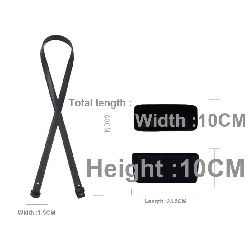 Cow Leather Bag Strap Bag Insert Merch Women's Black-1