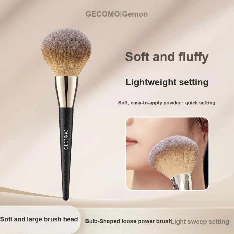 GECOMO Light Bulb Shaped Loose Power Brush+Oil Absorbing Paper Combination, Built in Mirror Powder Puff, Makeup Tool-1