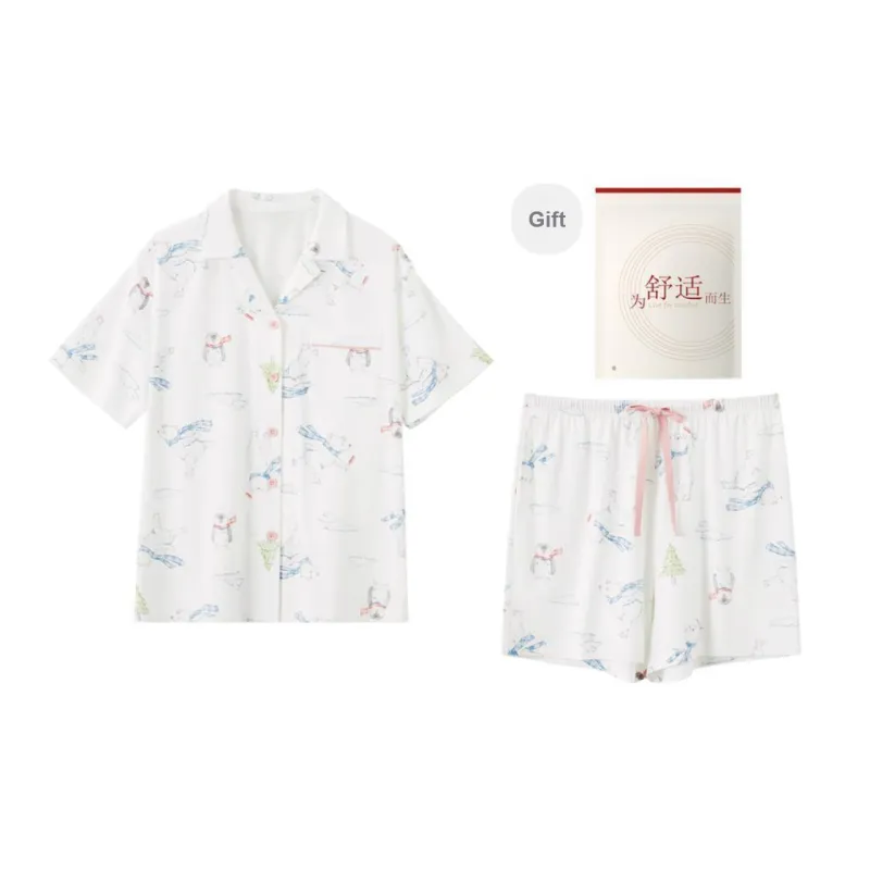 Red Beans At Home Pajama Set Women's Ecru-0