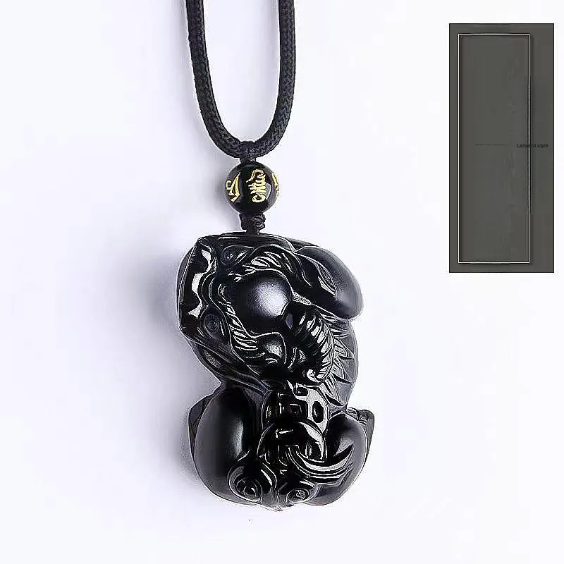 Lingxiang Yurun Obsidian Accessory, Zodiac Year Necklace Unisex-11