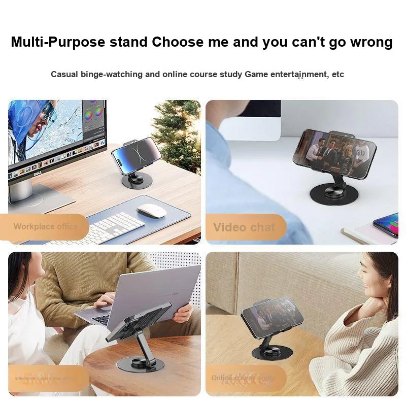 DIYI Metal Rotating Phone Stand Desktop Lazy Person's Live Streaming All Fixed Rotatable Foldable-4