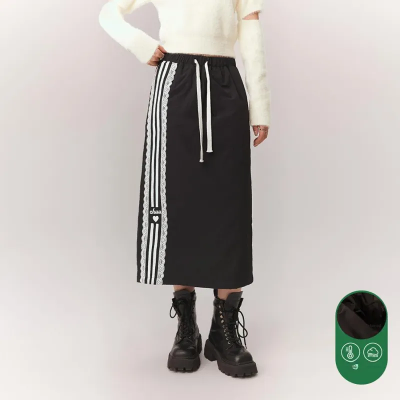 CHUU Casual Long Skirts Women's Black-2