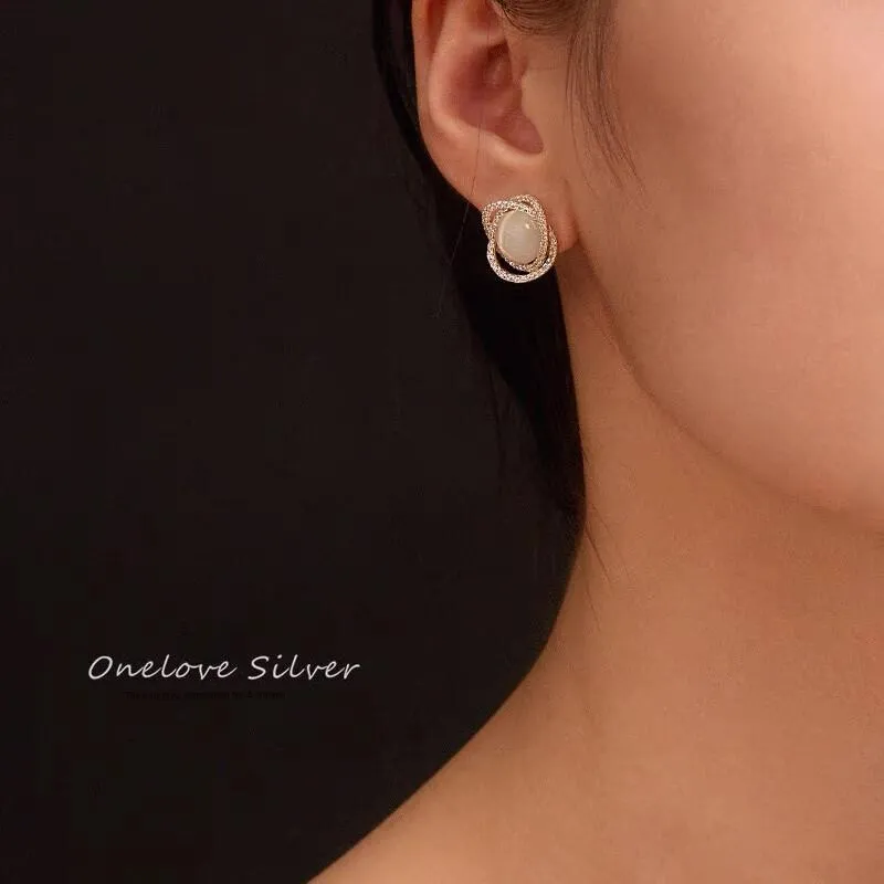 Danqin S925 Silver Stud Earrings Women's-5
