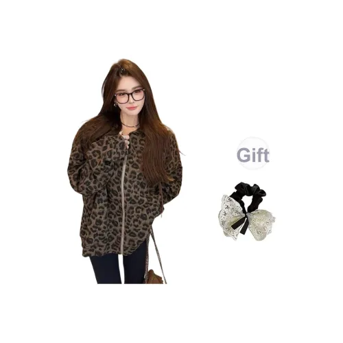 TUSHIFEI Леопардовый принт + Резинка для волос + С подарками Женские Свитшоты
