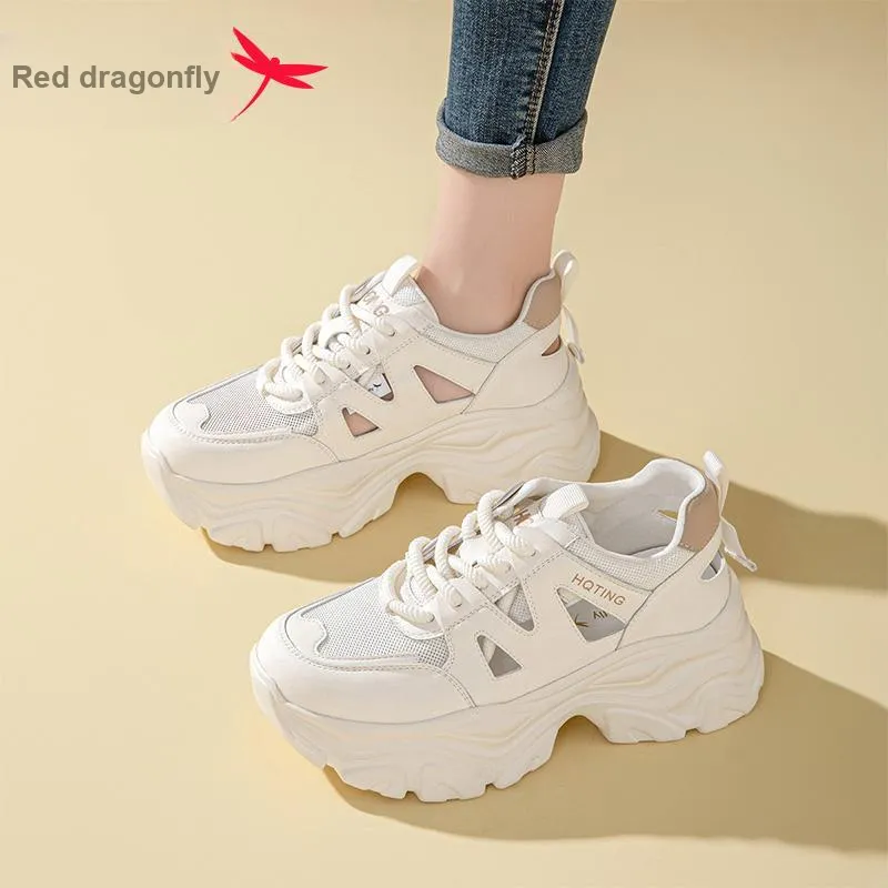 RED DRAGONFLY Breathable Coverage, Impact Resistant, Height Increasing Low Top Casual Shoes Women's Ecru-1