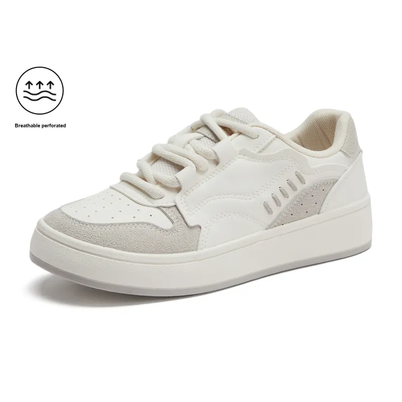 Hotwind White Sneakers Abrasion Resistant Slip Resistant Low Top Skateboard Shoes Women's-1