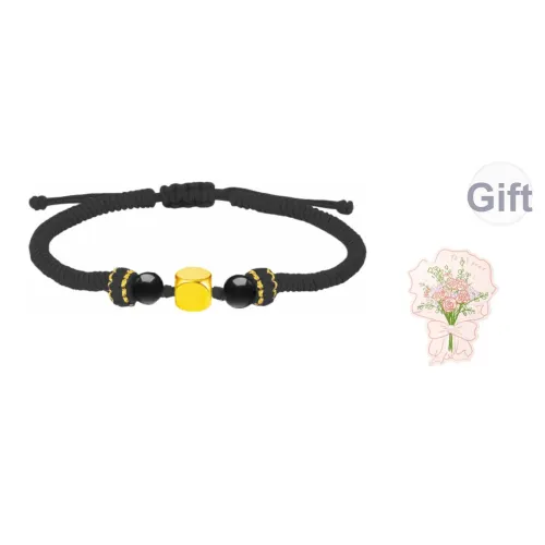 CHINA GOLD Браслет с черным агатом шнурок женский