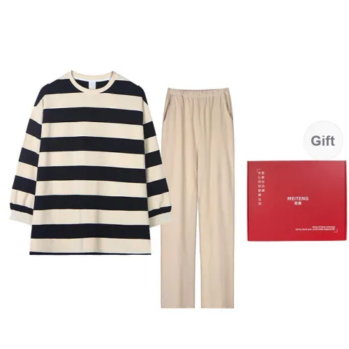 MEITENG Pajama Set Spring And Fall Season Women's Apricot