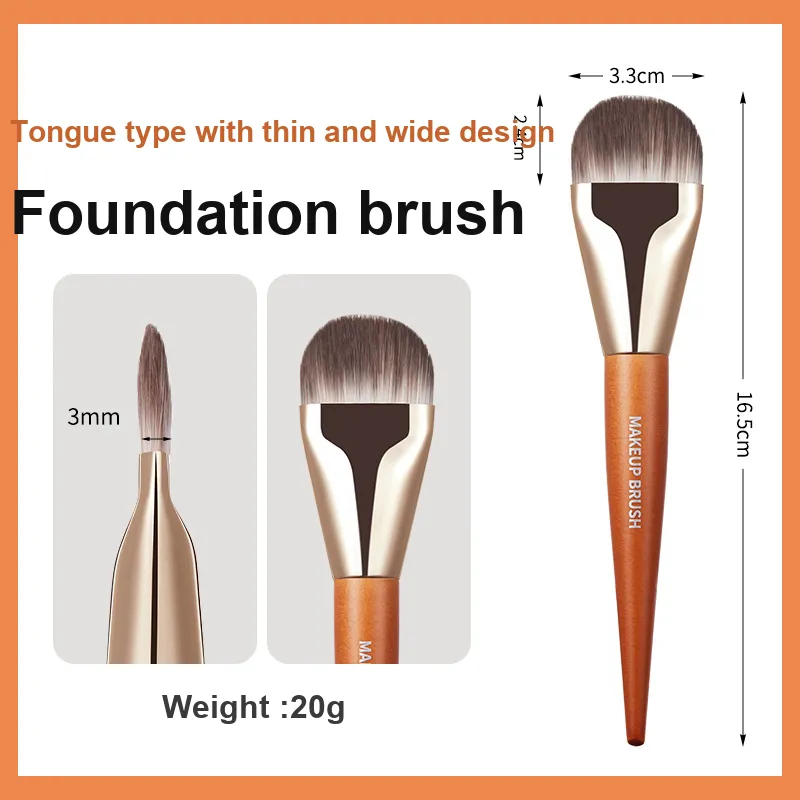 GECOMO Tongue Shaped Foundation Brush+Oil Absorbing Paper Combination, Built in Mirror Powder Puff, Makeup Tool-1