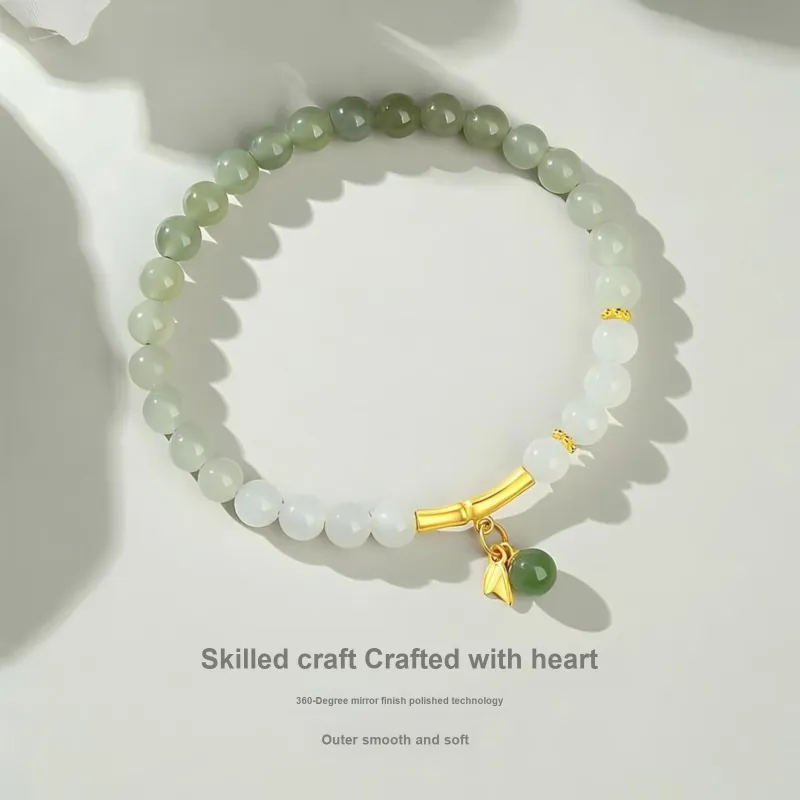 Artisan Lock Heart Jade Hetian Jade Bracelets Green Jade Unisex-3